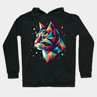 Geometric Cat  An Abstract Artwork Colorful Design Hoodie